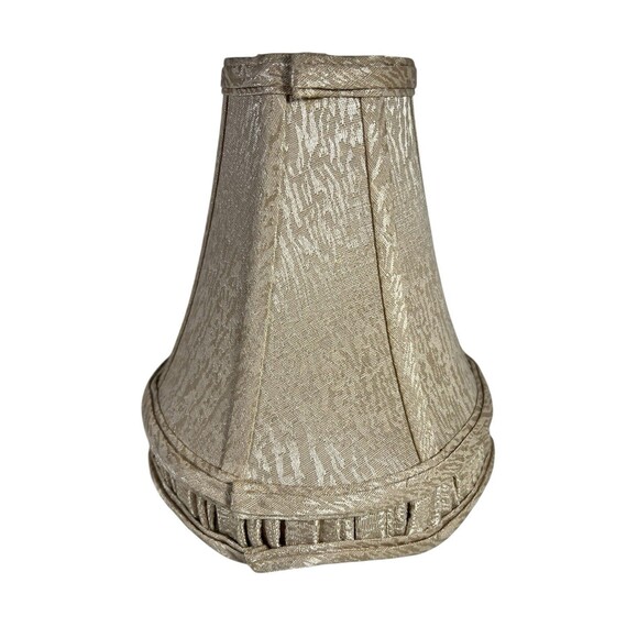 Vintage Small Clip On Lamp Shade Beige Scalloped Edge Fabric Interior 8" Tall - Picture 4 of 8